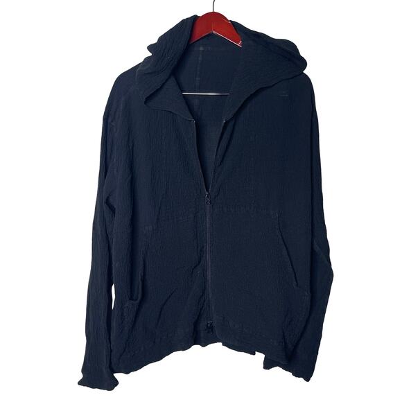 ME ISSEY MIYAKE  Homme Black Full Zip popcorn hoodie One Size - Picture 1 of 6